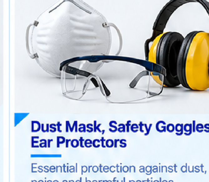 Dust Mask, Safety Goggles & Ear Protectors